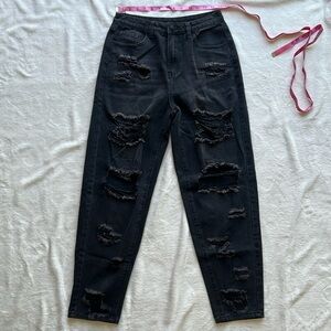 High waisted ripped mom jeans